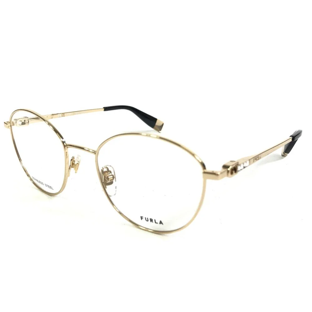 Furla Eyeglasses Frames VFU589S COL.0300 Shiny Gold Crystals Wire Rim 50-19-135